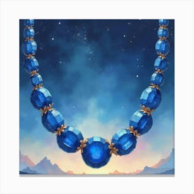 Sapphire Necklace, Watercolor, Starry Desert Night 1 Canvas Print