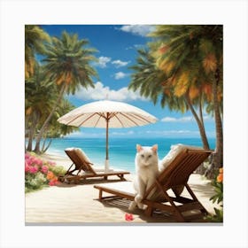 Cat On The Beach 7 Canvas Print