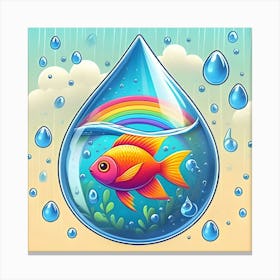 Fish In A Raindrop Floating In The Air 4 Canvas Print