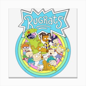 Rugrats Group Rainbow Circles Classic Title Canvas Print