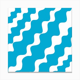 Slanting Blue Wavy Pattern Canvas Print
