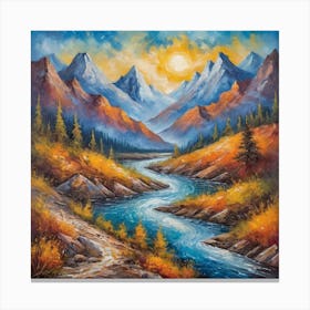 sunset  vintage  mountain Canvas Print