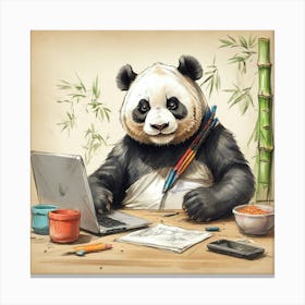 Panda Bear At Work 3 Canvas Print