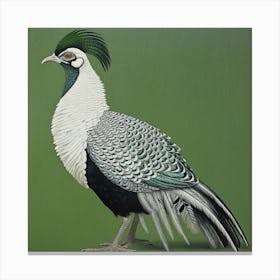 Ohara Koson Inspired Bird Painting Pheasant 7 Square Canvas Print