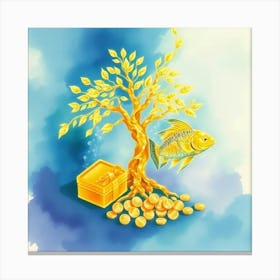 Gold Tree With Gold Coins 5 Canvas Print