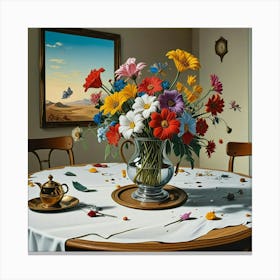 Flowers On A Table Canvas Print