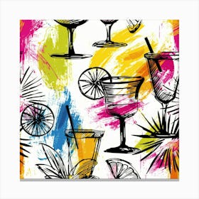 Seamless Pattern With Cocktail Glasses 2 Canvas Print