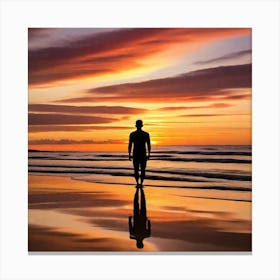 Leonardo Diffusion Xl Beach Sunset Silhouette Capture The Silh 0 (1) Canvas Print