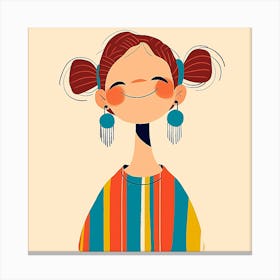 Cartoon Girl With Earrings Canvas Print