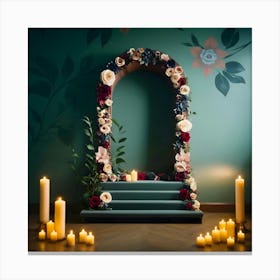 Wedding Ceremony With Candles And Flowers Canvas Print