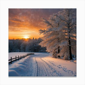 Sunset In Winter Canvas Print