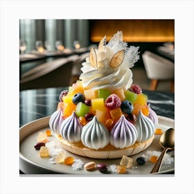 A Fusion Dessert Named Halo Halo Pavlova, Combin Canvas Print