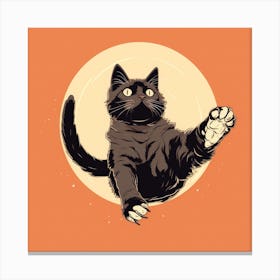 Black Cat Jumping Canvas Print