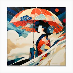 Japanese woman with an umbrella 3 Canvas Print