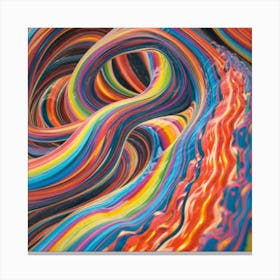 Close-up of colorful wave of tangled paint abstract art 24 Canvas Print
