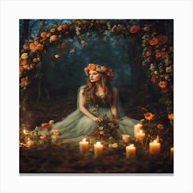 Fairy Girl In The Forest Canvas Print