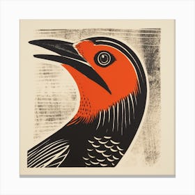 Retro Bird Lithograph Woodpecker 1 Canvas Print