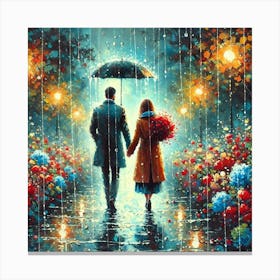 Couple In The Rain.AI Canvas Print