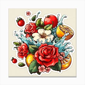 Water Splashing Roses Canvas Print