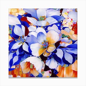 Floral in Blue and Sienna Canvas Print