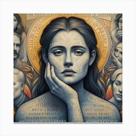 woman face, she pretends not to suffer, Peter Blake, Beth Conklin, Laurel Burch, Anni Albers, Helene Beland, Leon Bakst, Agnes Cecile. 2 Canvas Print