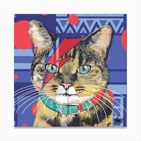 Bowie Tabby Cat Square Canvas Print