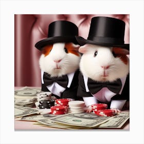 Two Guinea Pigs In Top Hats Canvas Print