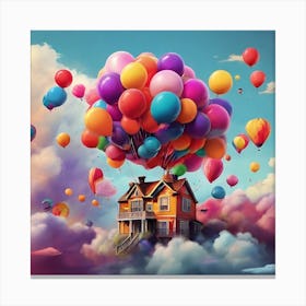 House With Balloons Canvas Print