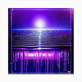 A Futuristic 1980s Poster Adorned With Iridescent Purple And Violet Waves Cascading Dynamically Dow (3) Canvas Print