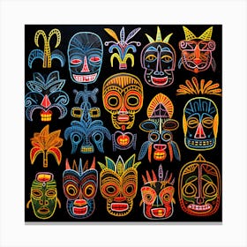 Set Of Colorful Masks Canvas Print