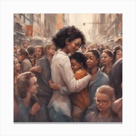 Woman Hugging A Child Canvas Print