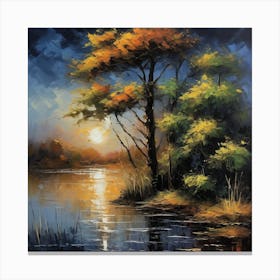 Sunset By The Lake 2 Canvas Print