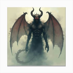 Demon Surrounded By Watercolor Shadowy Mist 1 Canvas Print