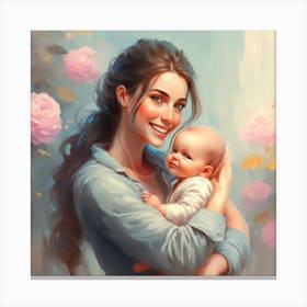 Woman Holding A Baby Canvas Print