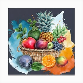 A basket full of fresh and delicious fruits and vegetables 8 Canvas Print