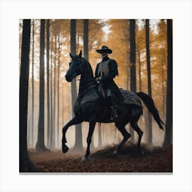 Skeleton On Horseback Canvas Print