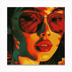 Asian Woman With Sunglasses Canvas Print