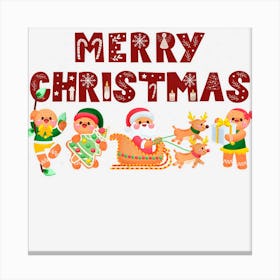 Merry Christmas Cute Gingerbread Santa Reindeer Cookie Baker Canvas Print