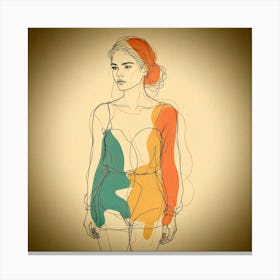 Woman In A Colorful Dress Canvas Print