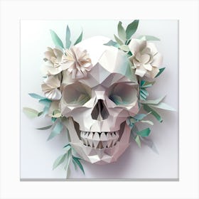 Paper Skull With Flowers Canvas Print