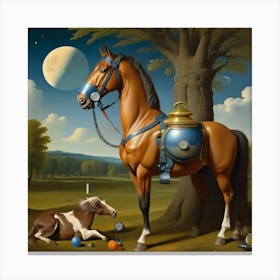 Horse And A Cow Canvas Print