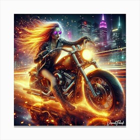 Purple Neon Inferno Rider Canvas Print