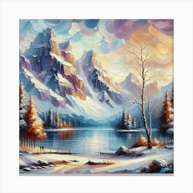 Montain lac oil painting abstract painting art 11 Canvas Print