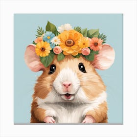 Floral Baby Hamster Nursery Illustration (45) Canvas Print