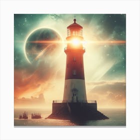 Lighthouse In Space Canvas Print