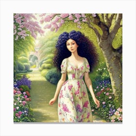 Girl In A Garden 8 Canvas Print