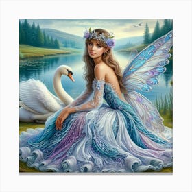 Fairy With Swan 2 Canvas Print