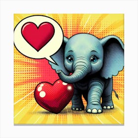 Tiny Elephant and a Heart, pop art 2 Canvas Print