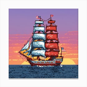 Sailboat At Sunset Canvas Print