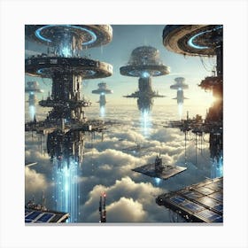 Sky Cities Floating Platforms Canvas Print